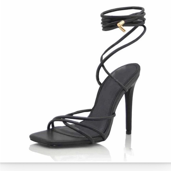 Olivia Jaymes Shoes - Olivia Jaymes Danna Black Strappy Square-Toe Heels